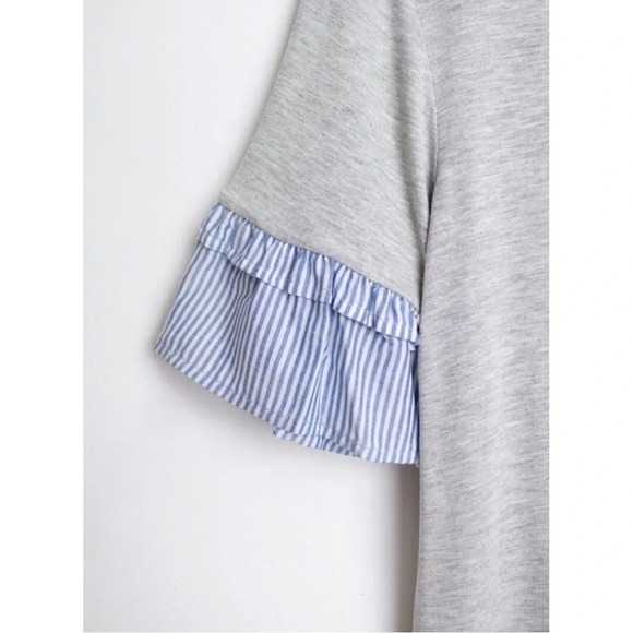 Miss Me Cotton Spandex Nautical Ruffle Striped Tiered Spring Blouse Size M - Picture 2 of 6